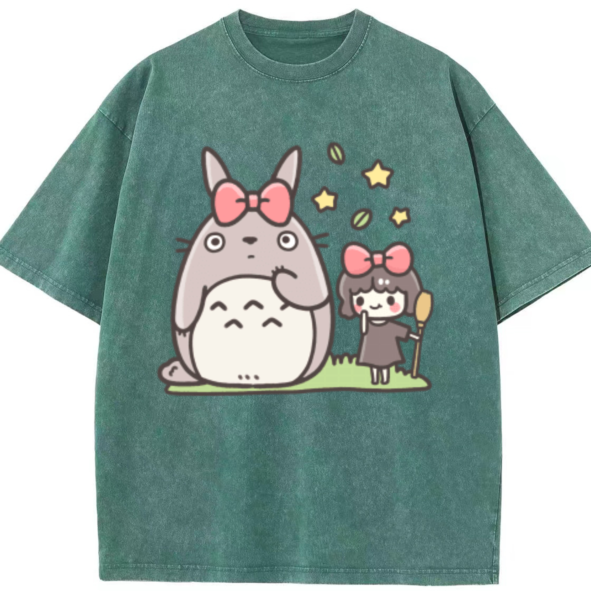 （画像用） となりのトトロ 草壁メイ 草壁サツキ My Neighbor Totoro Satsuki Kusakabe Mei Kusakabe 綿100% ヴィンテージ風 半袖Tシャツ（フロントプリント）